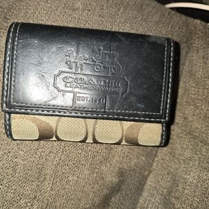 Coach Black and Tan Leather Wallet